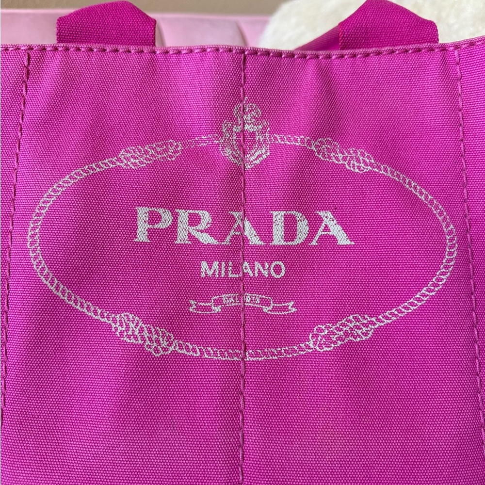 💯 AUTHENTIC PRADA CANAPA Fuchsia Hot Pink Tote Bag. Extra Large - Picture 5 of 16